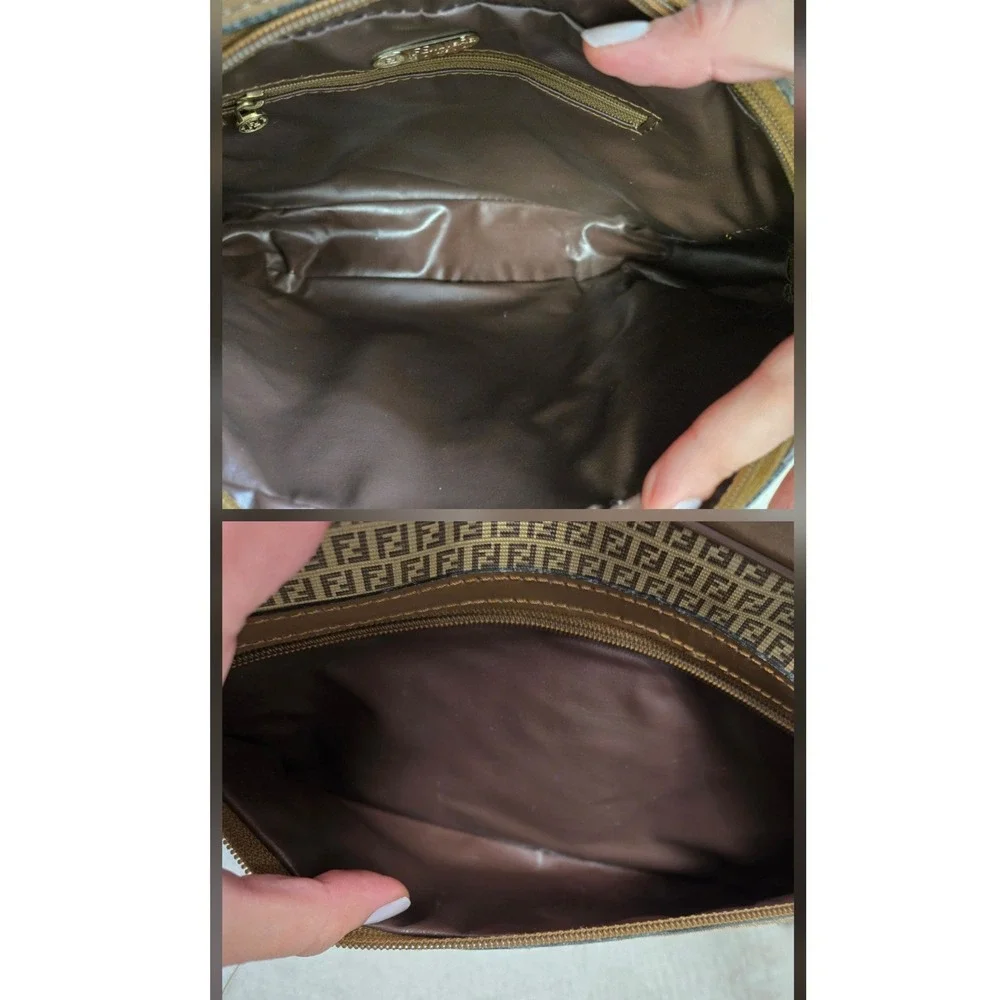 Fendi Vintage Zucca Monogram Crossbody Bag Brown Canvas Leather Camera Bag